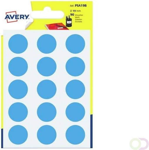 AVERY Handbeschrijfbare markeringspunten Ã 19 mm blauw handbeschrijfbaar PSA19B